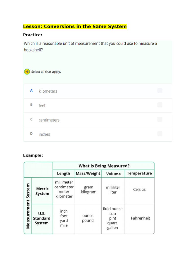 01.3.2 Conversions in The Same System | PDF