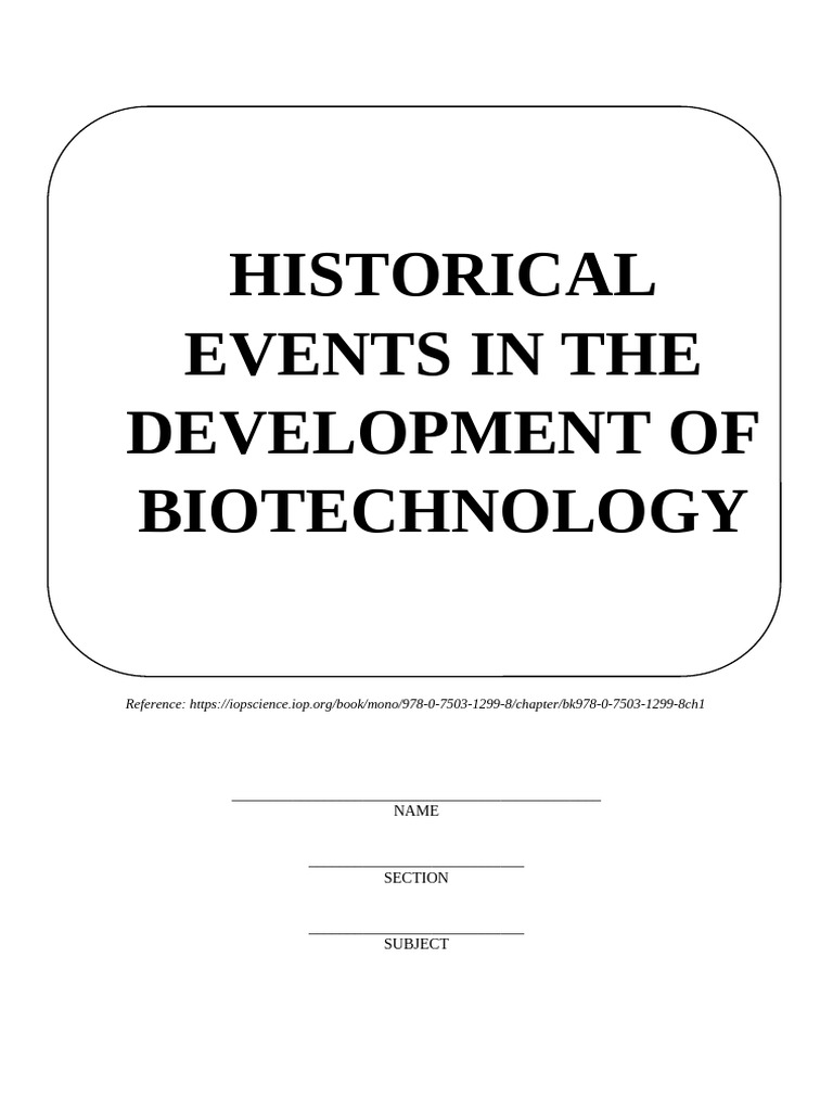 Historical Events In Biotechnology Pdf