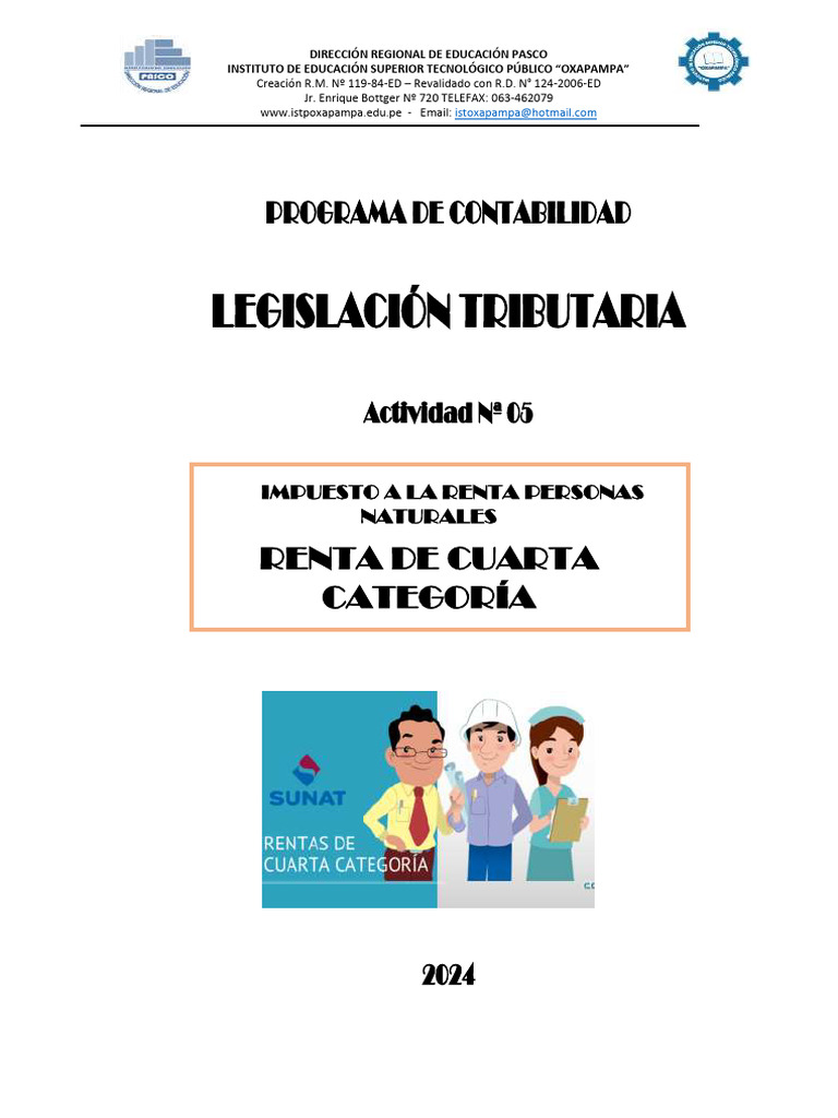 El Impuesto A La Renta Cuarta Categoria | PDF | Impuesto sobre la renta ...