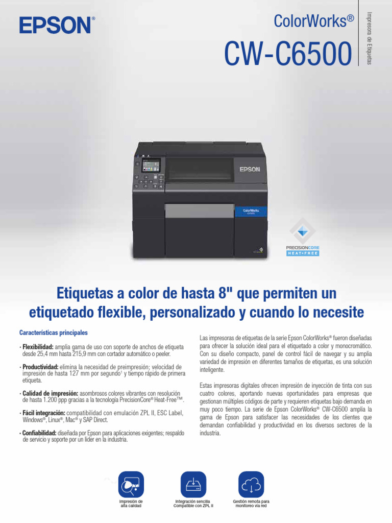 FICHA TÉCNICA COLORWORKS CW-6500Au | PDF