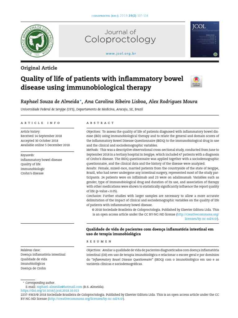 Quality of Life of Patients With Inflammatory Bowel | PDF ...