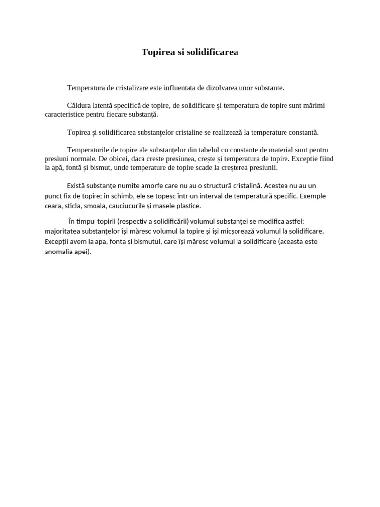 Topirea Si Solidificarea | PDF