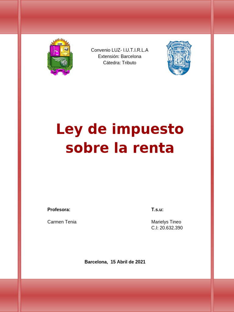 Trabajo Ley de Impuesto Sobre La Renta | PDF