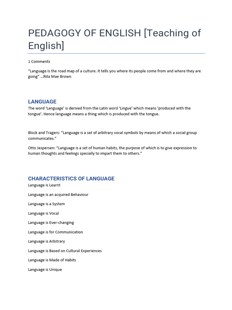 English Pedagogy Short Notes | PDF | Poetry | Language Arts & Discipline