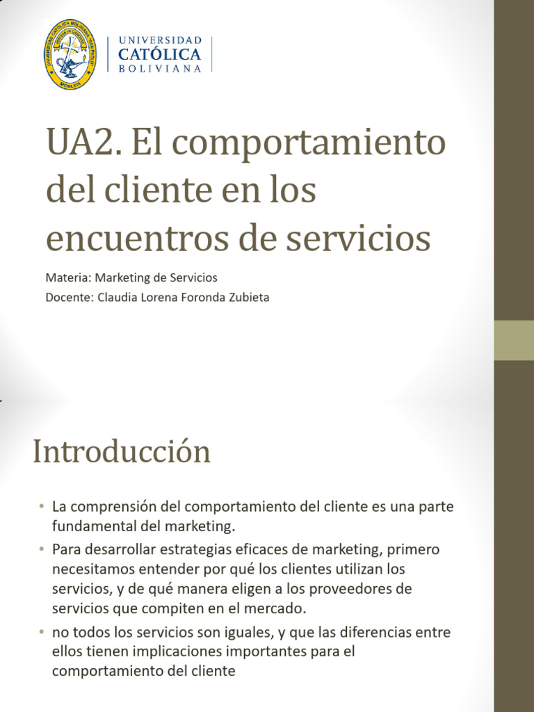 UA2. Comportamiento del cliente en el encuentro de servicios | PDF