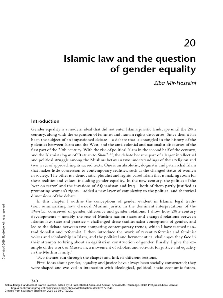 Mir Hosseini Islamic Law The Question - of - Gender - Equality | PDF