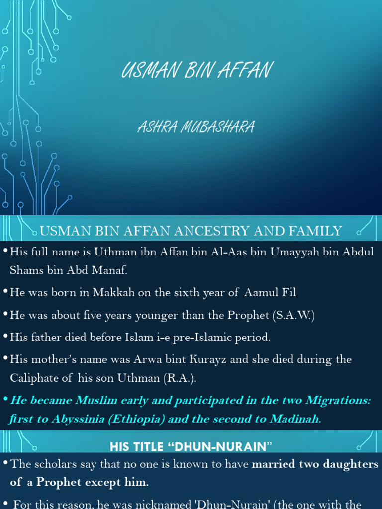 Uthman Bin Affan (Ra) | PDF