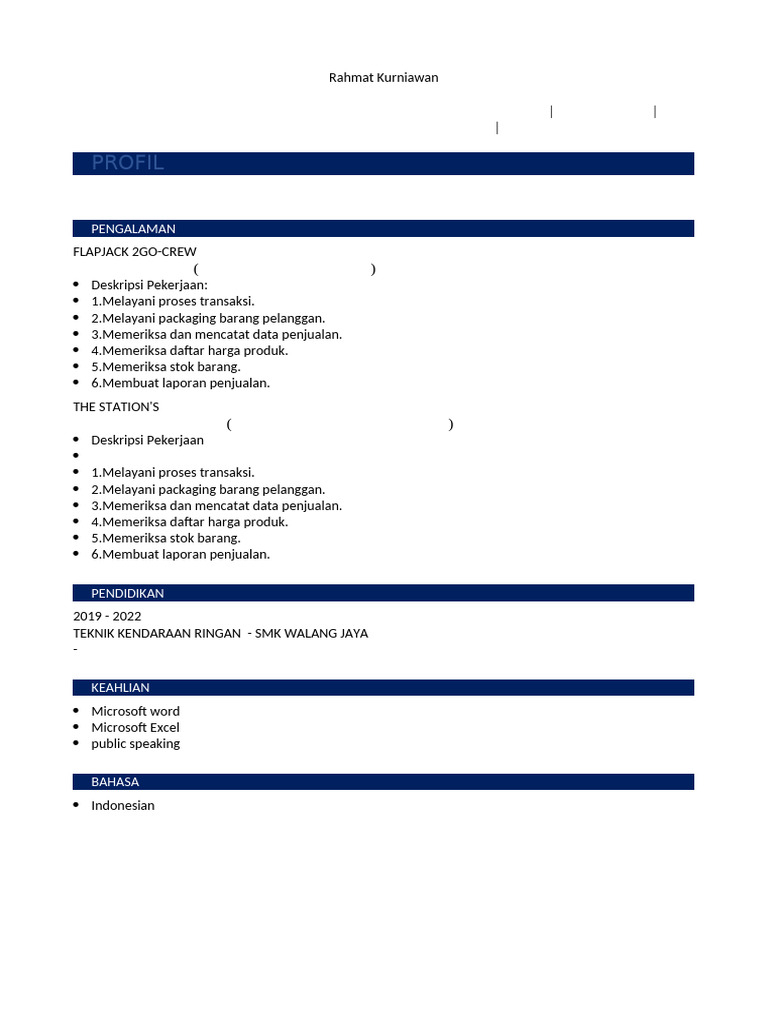 CV Ats Terbaru | PDF