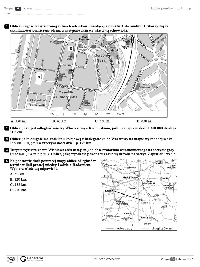 ZP-Mapa I Skala Test (Bez Widocznej Punktacji) | PDF
