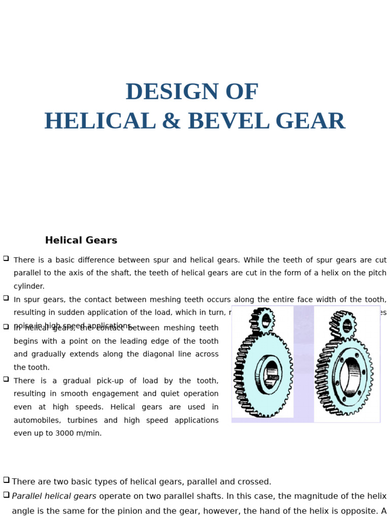 Design of Helical and Bevel Gear PPT PDF