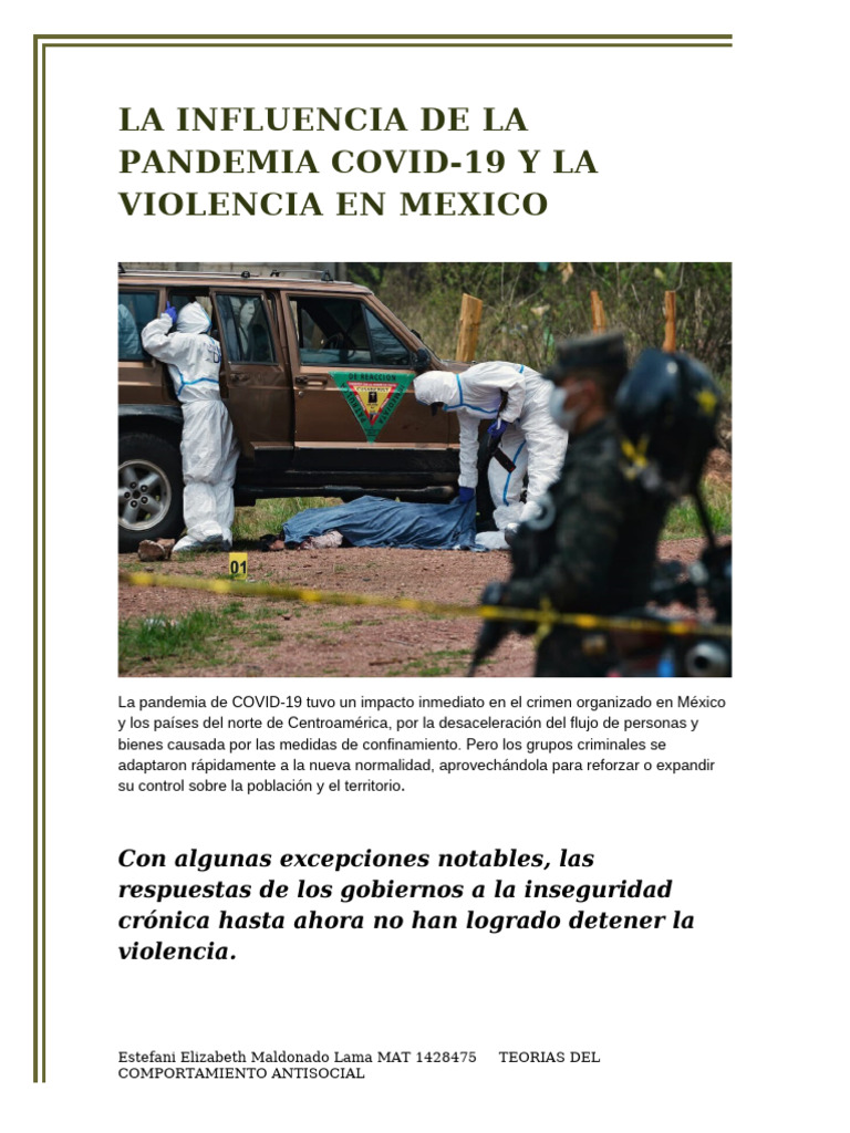 La Influencia de La Pandemia Covid-19 y La Violencia en México | PDF