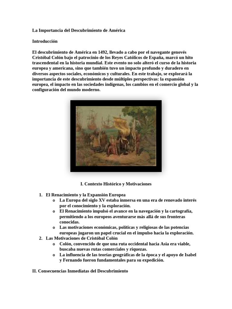 La Importancia Del Descubrimiento de América | PDF