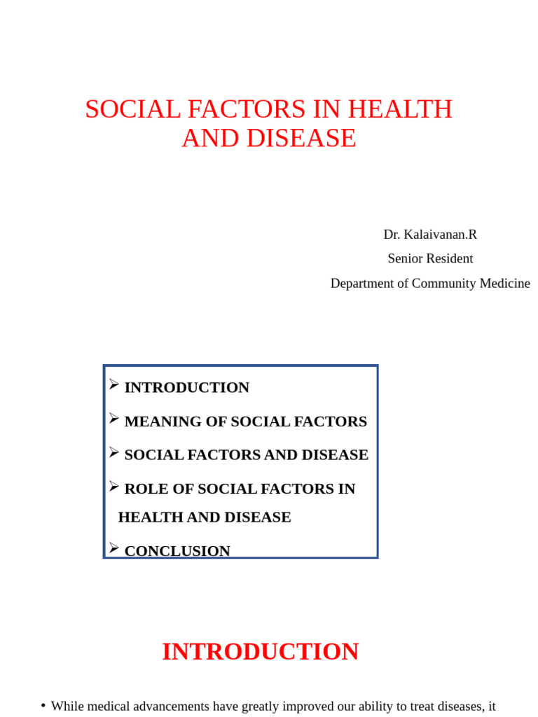 Social Factors in Health and Disease | PDF