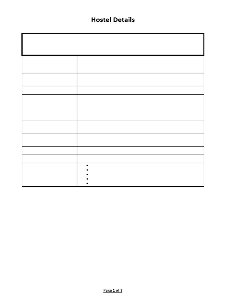 Hostel Details New | PDF