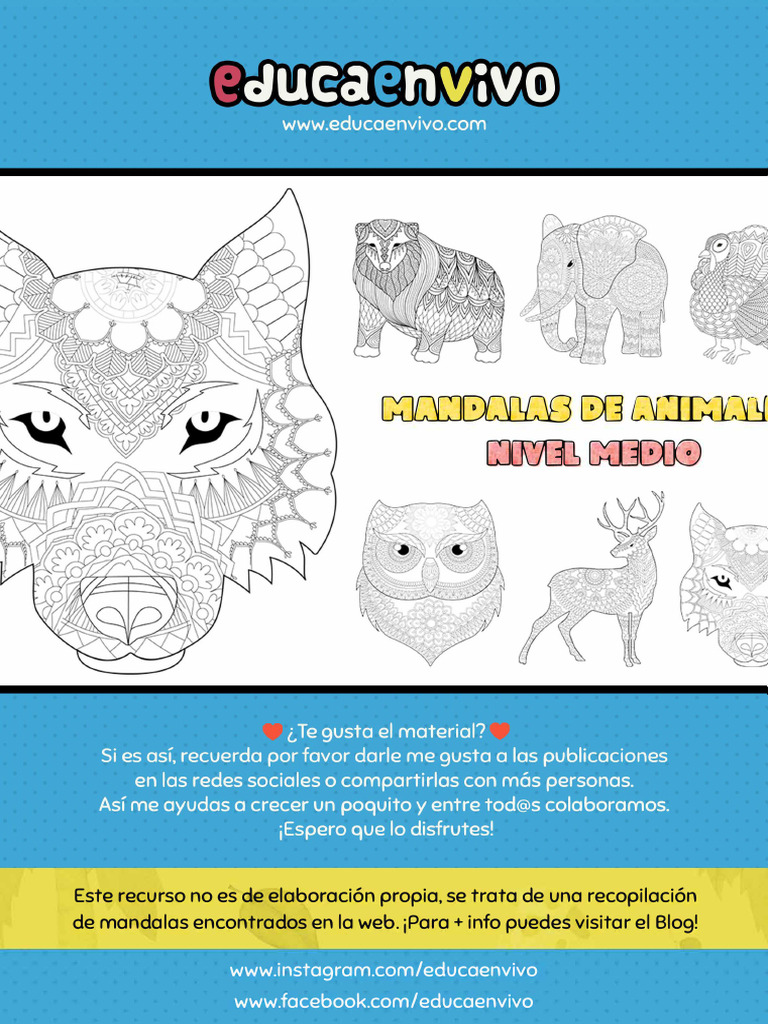 Mandalas De Animales 2 Educaenvivo L Pdf