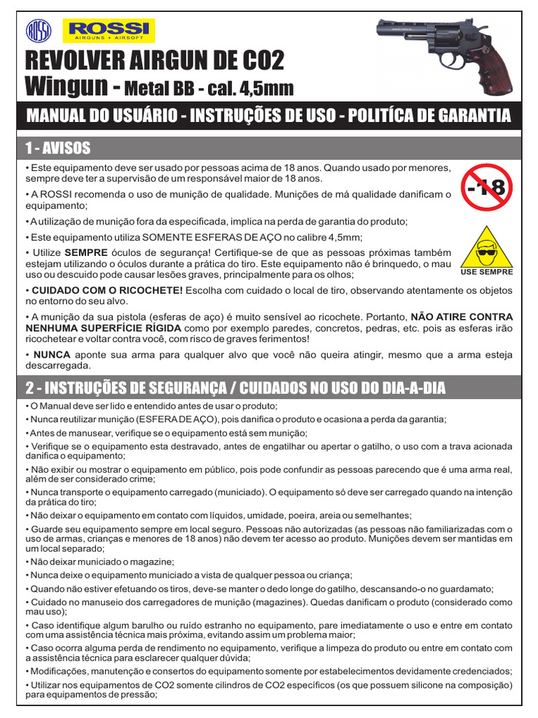 Instruções de Segurança para Revolver Airgun | PDF | Herramientas ...