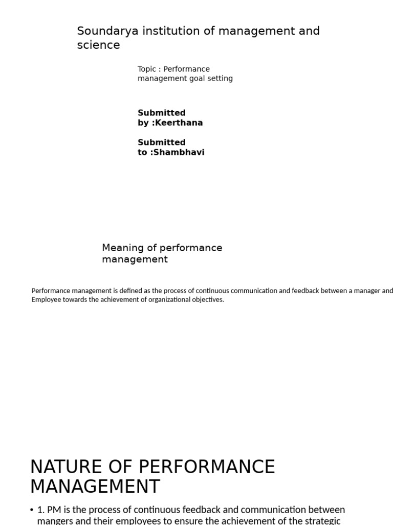 Performance Management and Goal Setting Guide | PDF | Goal Setting ...