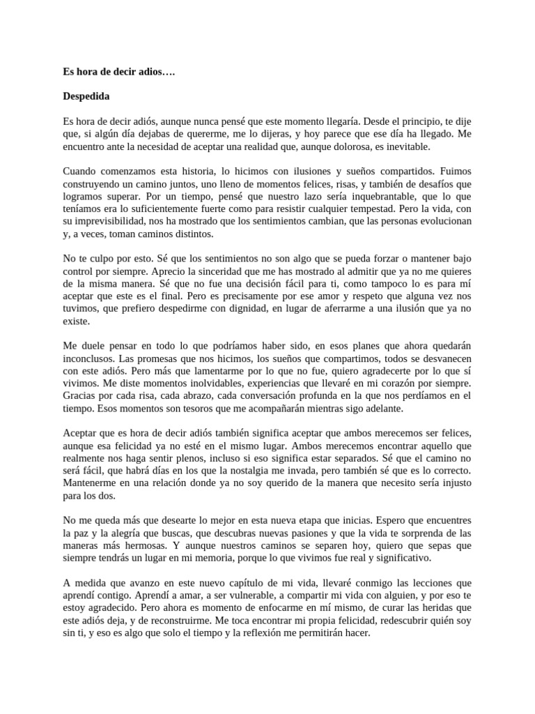 Es Hora De Decir Adios Pdf