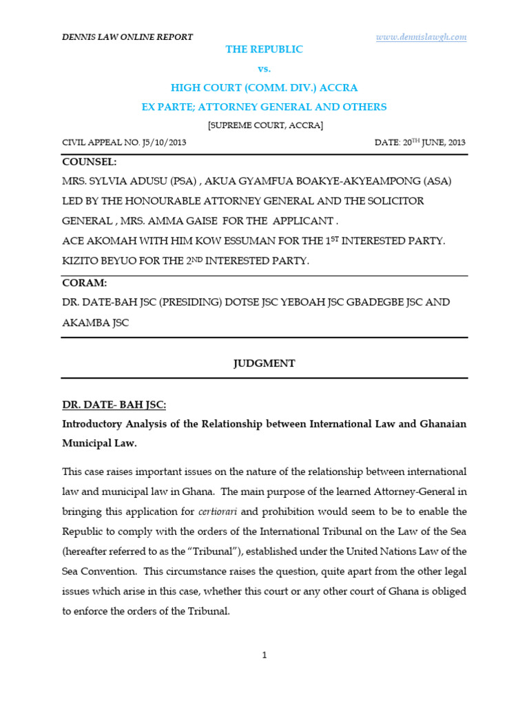 International Law and Ghana's Courts | PDF | Sovereign Immunity ...