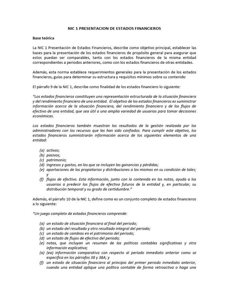 Nic 1 Presentacion de Estados Financieros | PDF