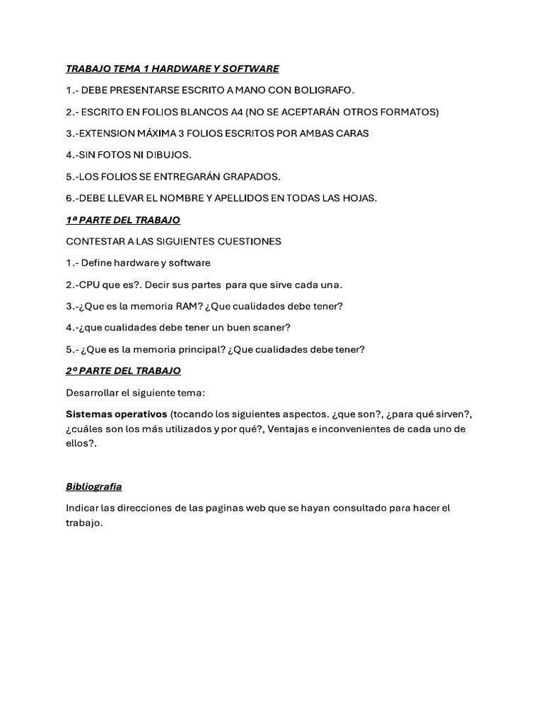 Trabajo 1 Bach Hardware y Software | PDF