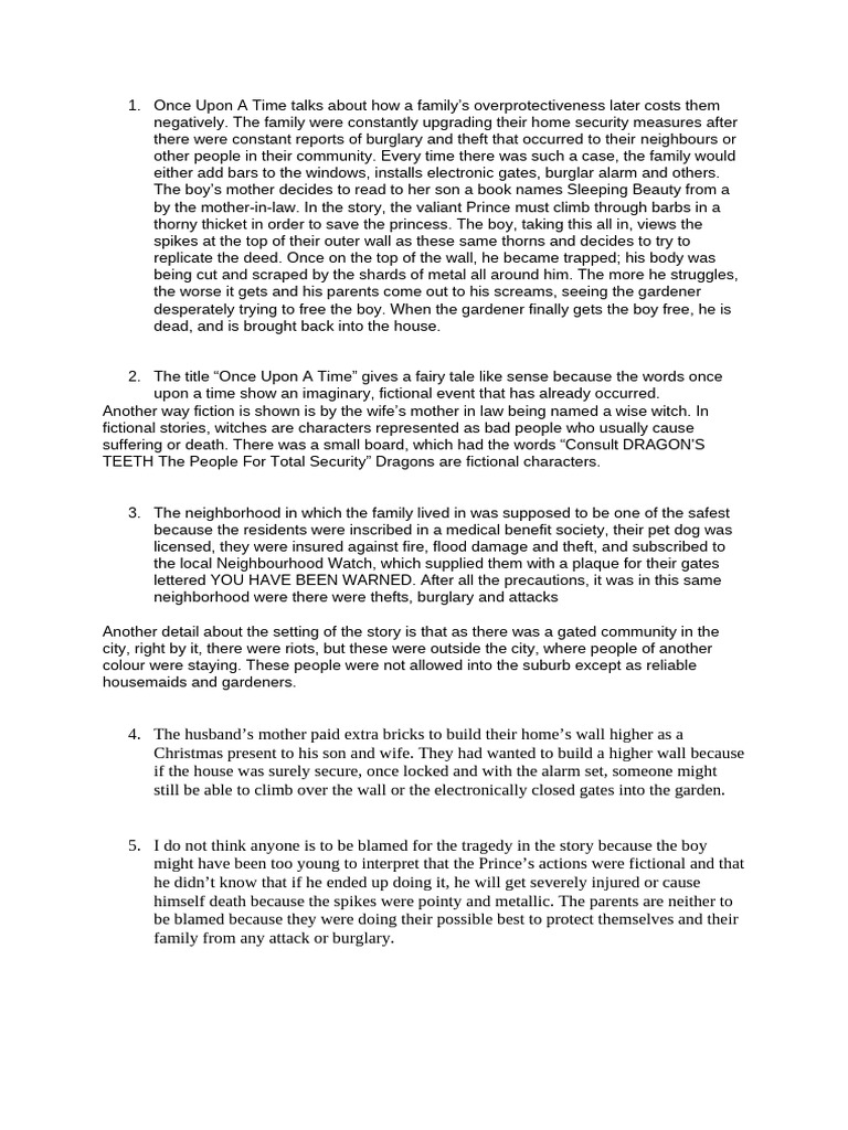 Once Upon A Time Lit Answers | PDF