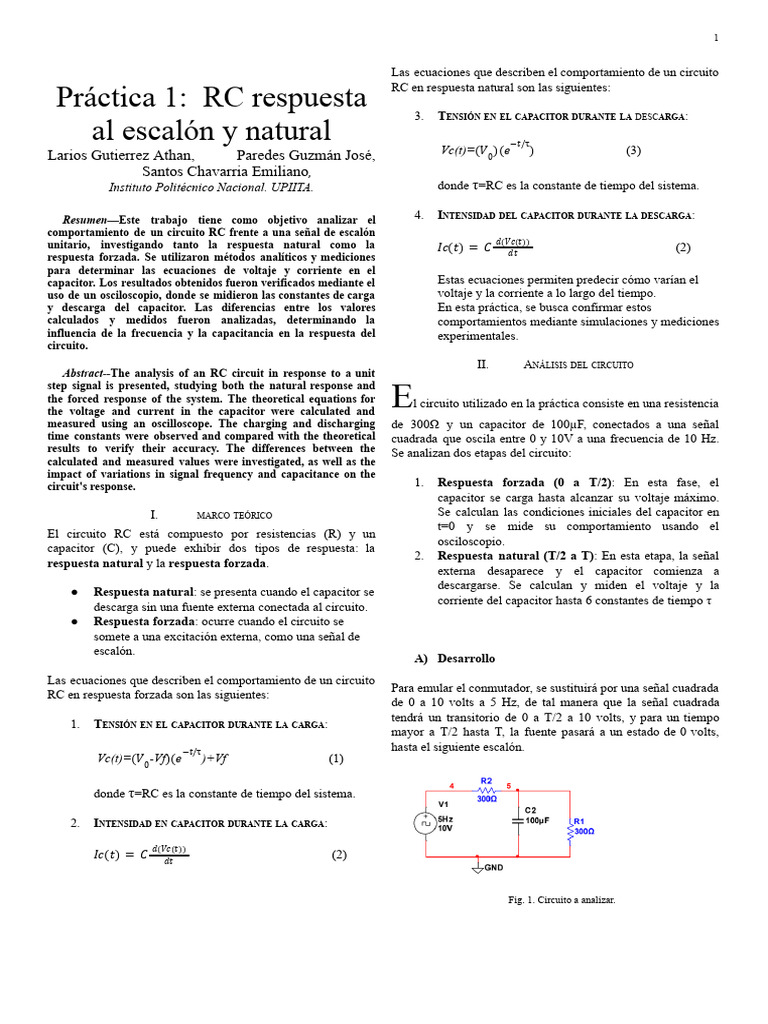 Práctica 1 - Circuito RC | PDF