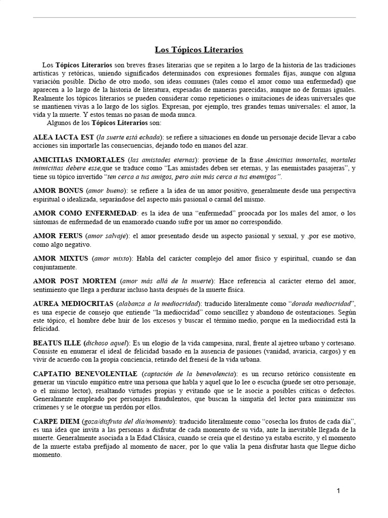 Los Tópicos Literarios | PDF
