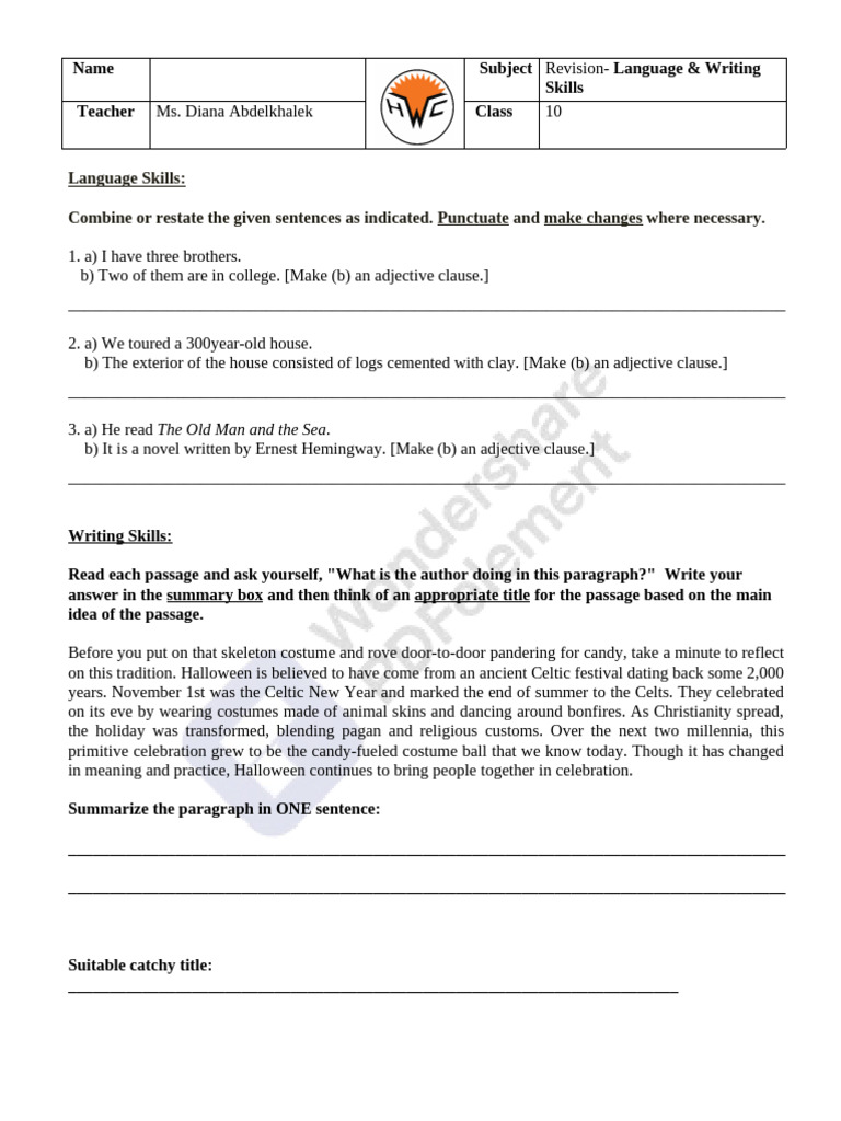 Extra Sheet 1 | PDF