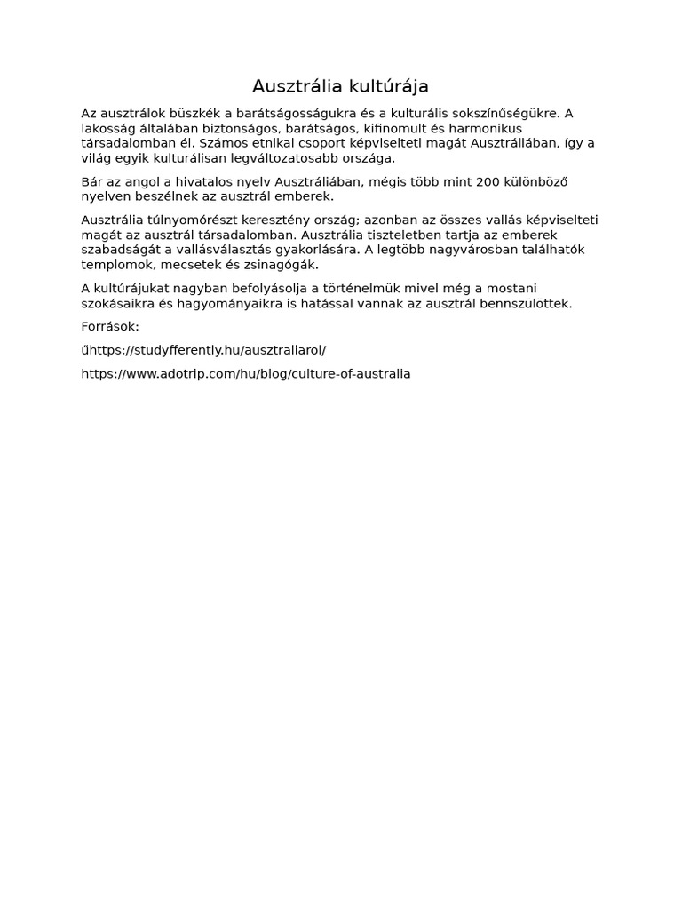 Ausztr lia Kult r ja PDF