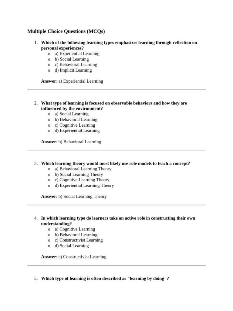Questions On Learning | PDF