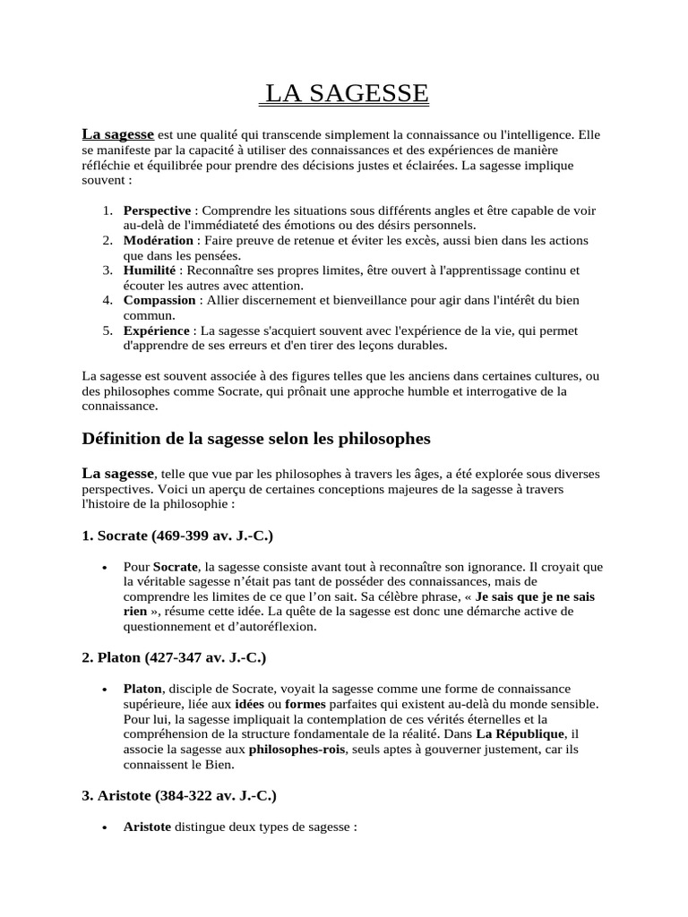 La Sagesse | PDF