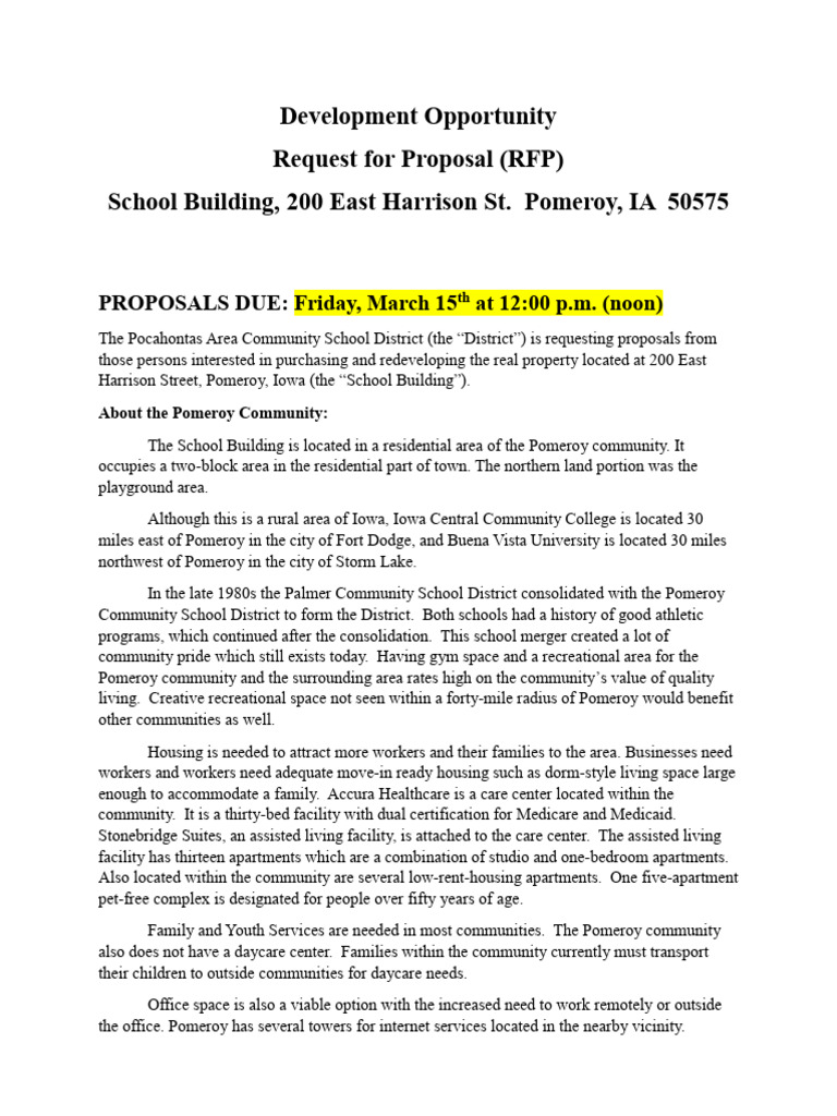 Pomeroy School Building Request For Proposal - AC Revisions 1-29-24 ...
