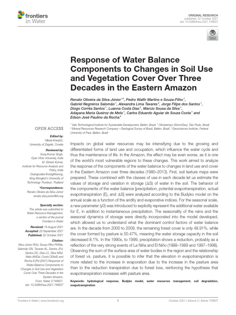 Response of Water Balance | PDF