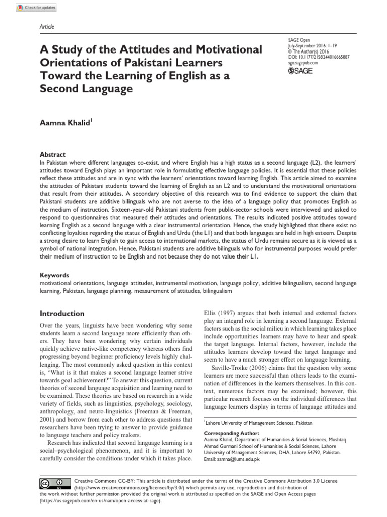 Khalid 2016 A Study of The Attitudes and Motivational Orientations of ...