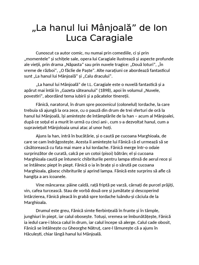 La Hanul Lui Mânjoală | PDF