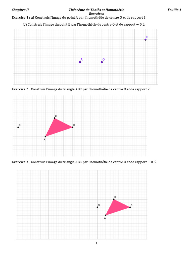 Exercices sur l'Homothétie et Thalès | PDF
