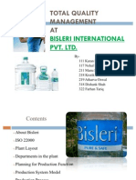ISO 22000 & TQM at Bisleri: Processes, Departments, Production