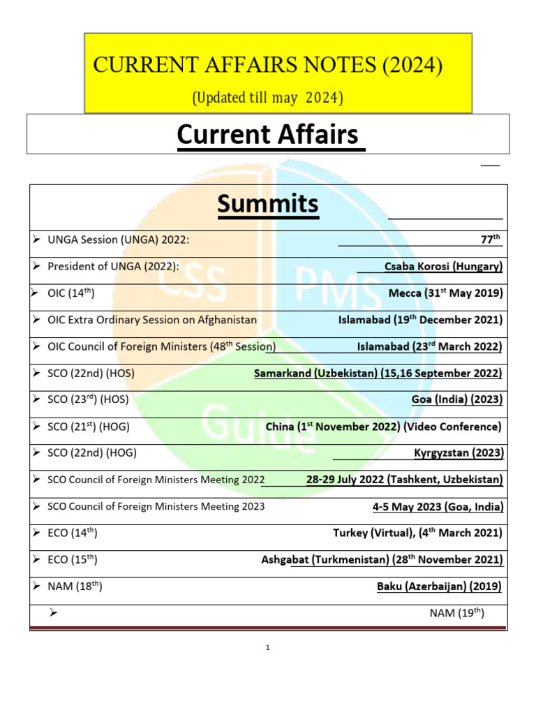 Current Affairs Notes 2023 | PDF
