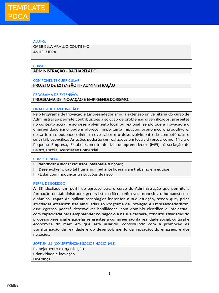 Administração - Bacharelado Projeto de Extensão Ii - Administração ...