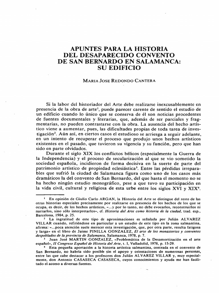 Apuntes para La Historia Del Desaparecido Convento de San Bernardo | PDF