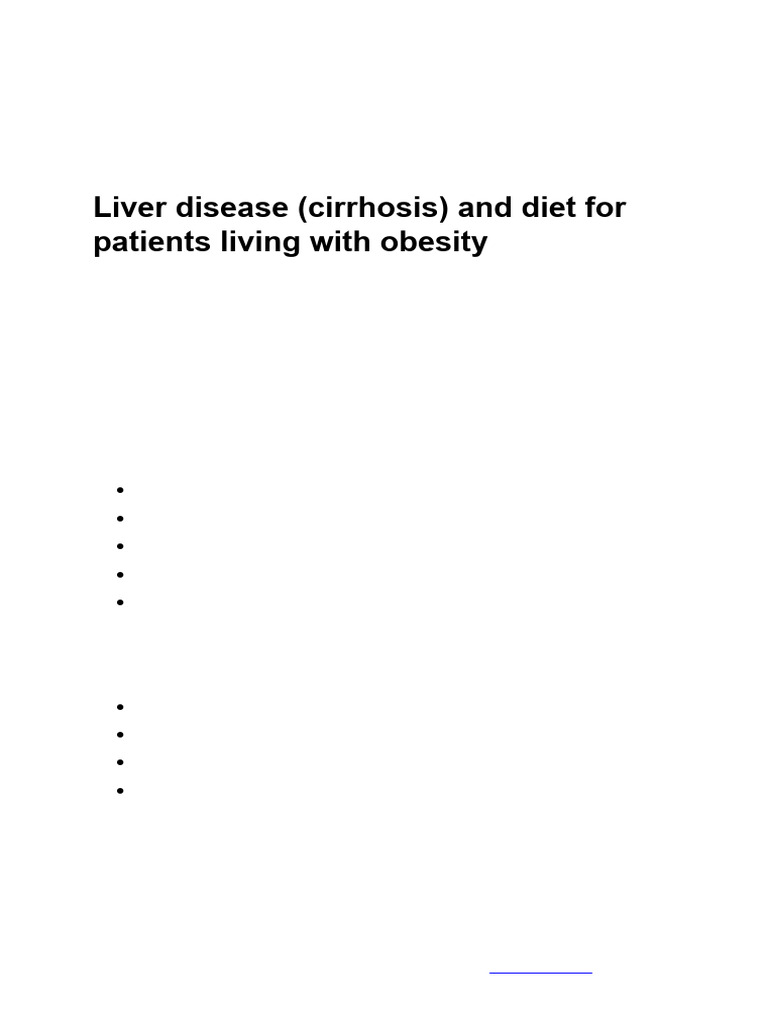 Diet Guidelines for Liver Cirrhosis | PDF | Cirrhosis | Sausage