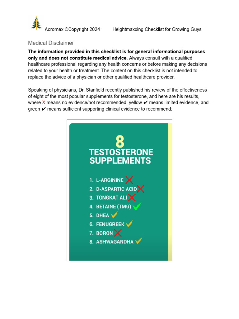 Heightmaxxing Checklist for Growth | PDF | Leucine | Self-Improvement