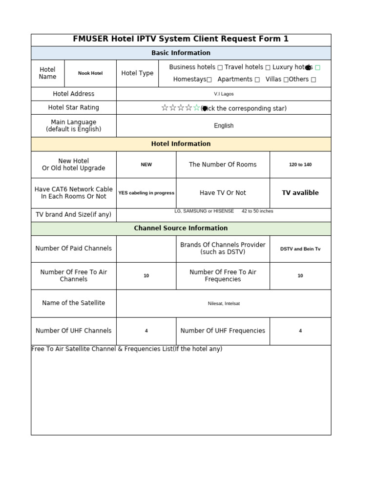 Iptv System Request Form1 | PDF
