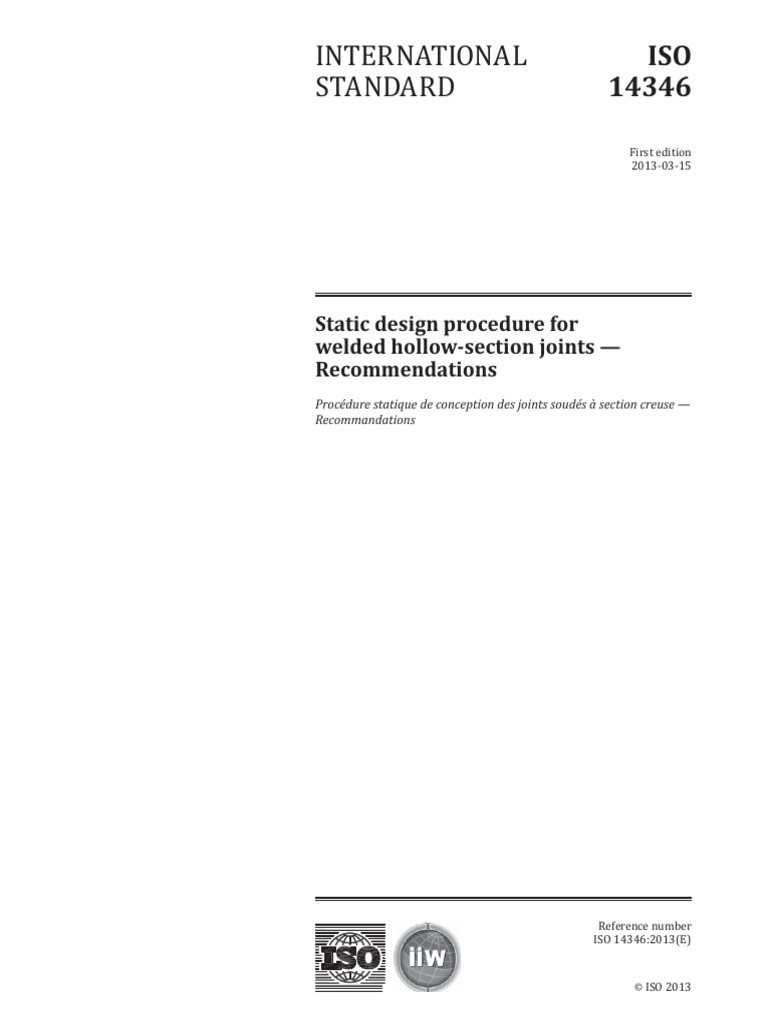 ISO 14346 - 2013 Static Design Procedure For Welded Hollow-Section ...