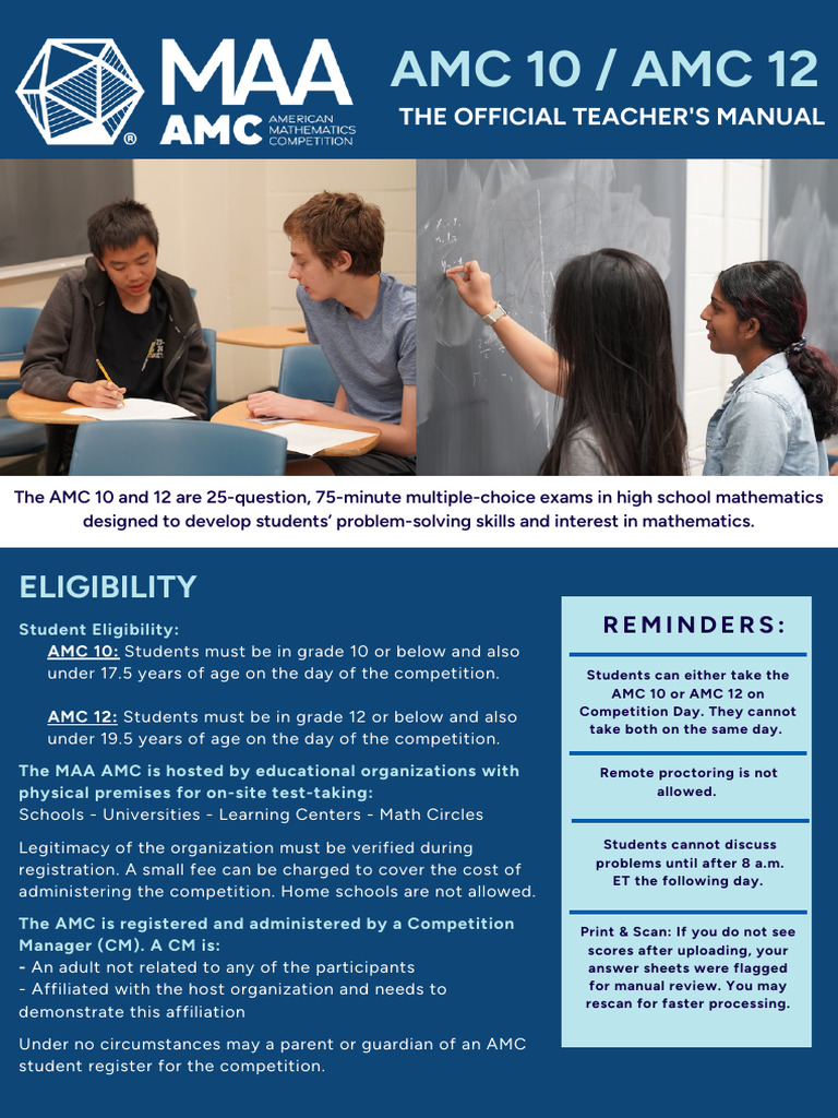 2024 25 AMC 10AMC 12 Teachers Manual Final Version | PDF