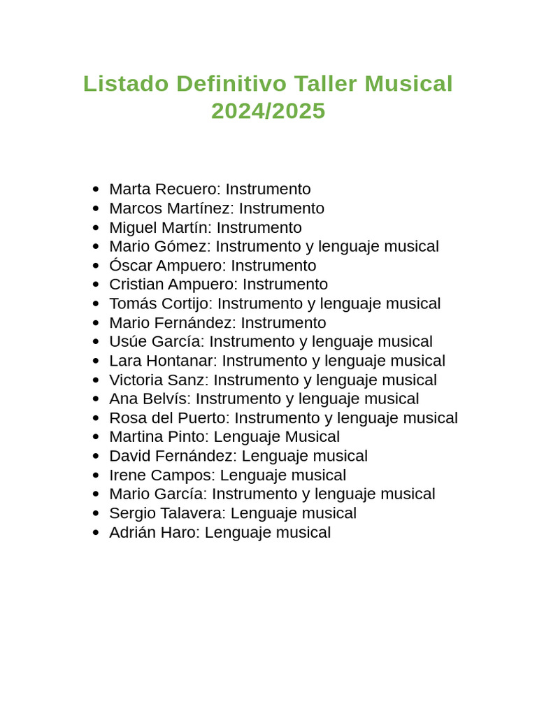 Listado Definitivo Taller Musical 2024 PDF
