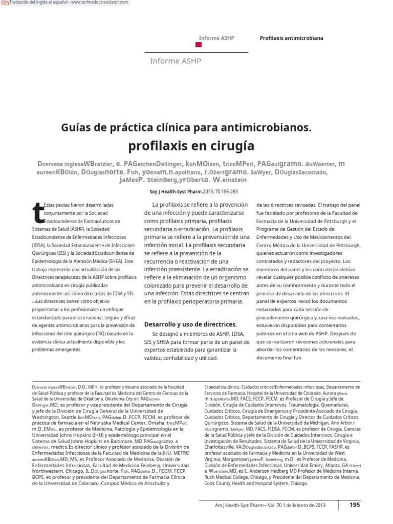 Clinical Practice Guidelines For Antimicrobial Prophylaxis in Surgery ...