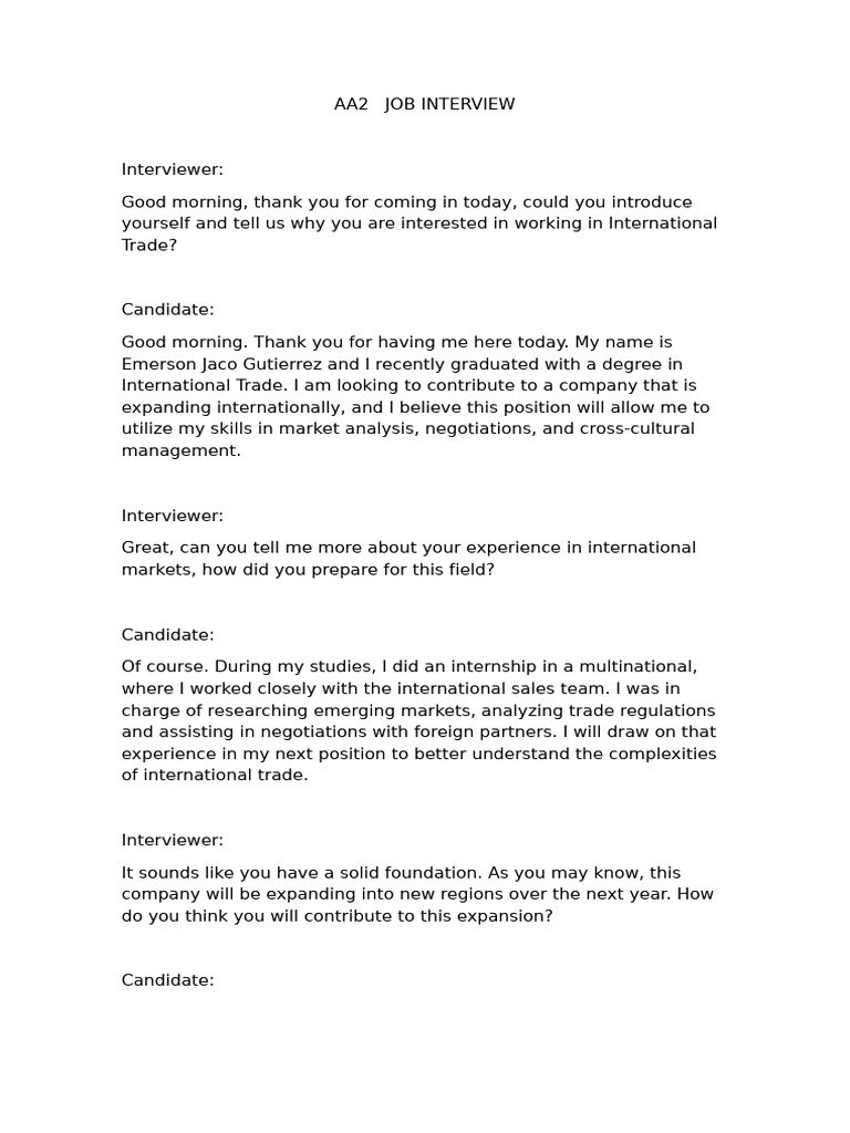 Aa2 Job Interview | PDF
