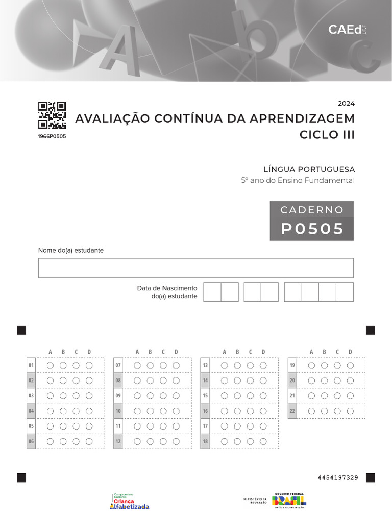 Avaliação Contínua Da Aprendizagem Ciclo Iii: Caderno | PDF